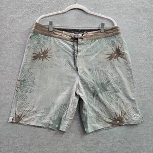 Oneill Men Shorts 34 Gray‎ Floral Polyester Nylon Hyperfreak Board Shorts Beach